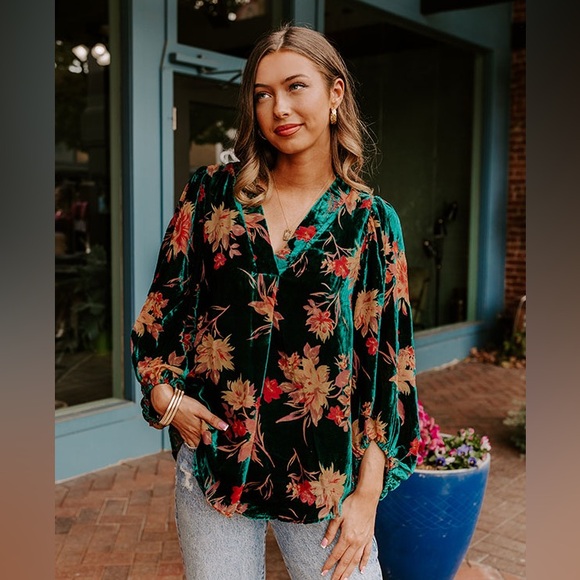 Vici Forest Fairy Burnout Velvet Blouse Top - Picture 2 of 9